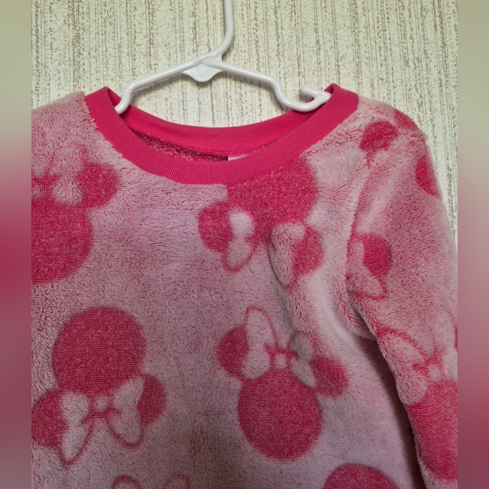 Disney Girls Size XS 4/5 Pink Minnie Mouse Fleece Pullover - Picture 5 of 10